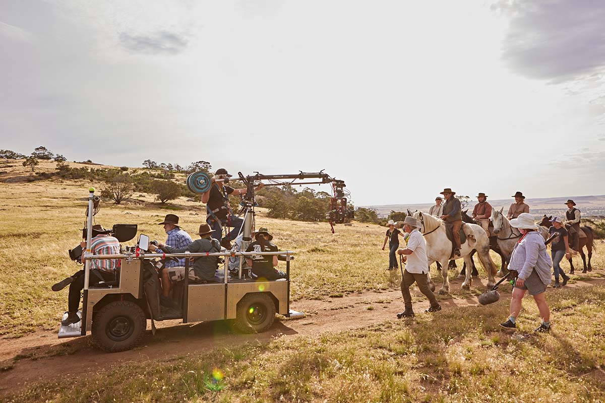 Crew on the set of New Gold Mountain