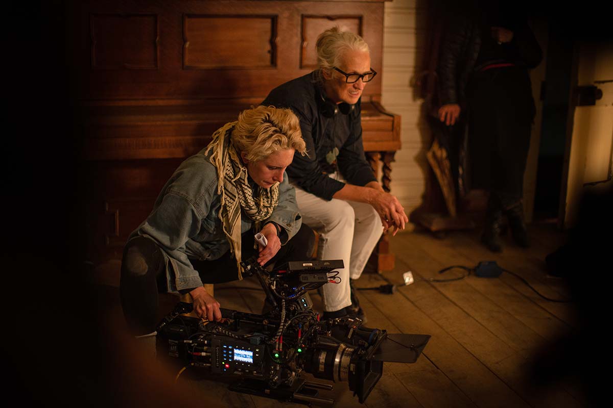 Ari Wegner and Jane Campion on the set of The Power of the Dog