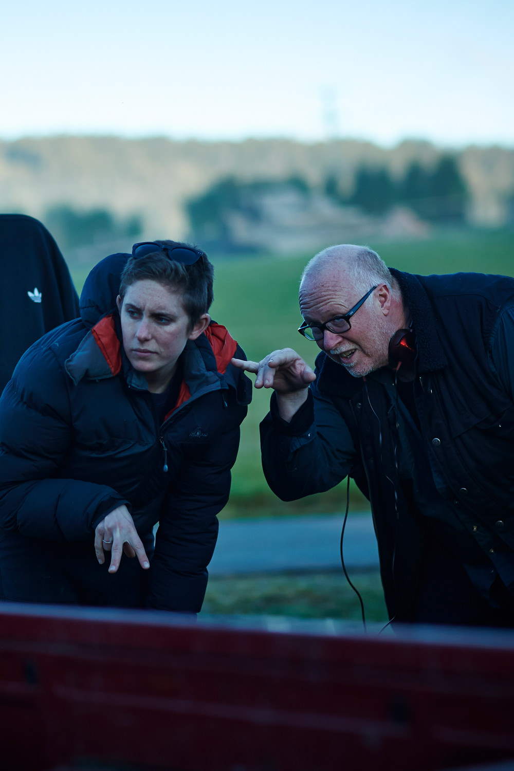 Ari Wegner and Tony Krawitz in discussion on set