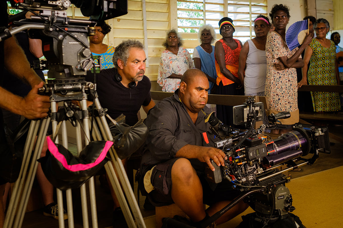 Director Wayne Blair and cinematographer Eric Murray Lui on the set of Top End Wedding