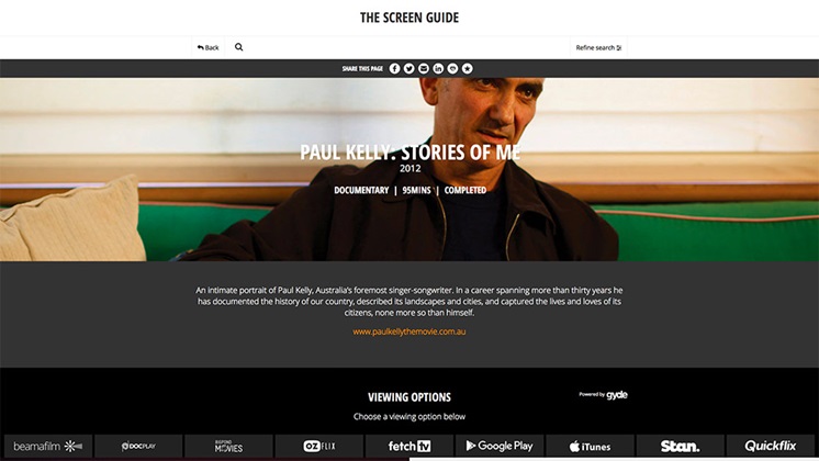 Australian documentary Paul Kelly: Stories of Me is availabe to stream on many platforms