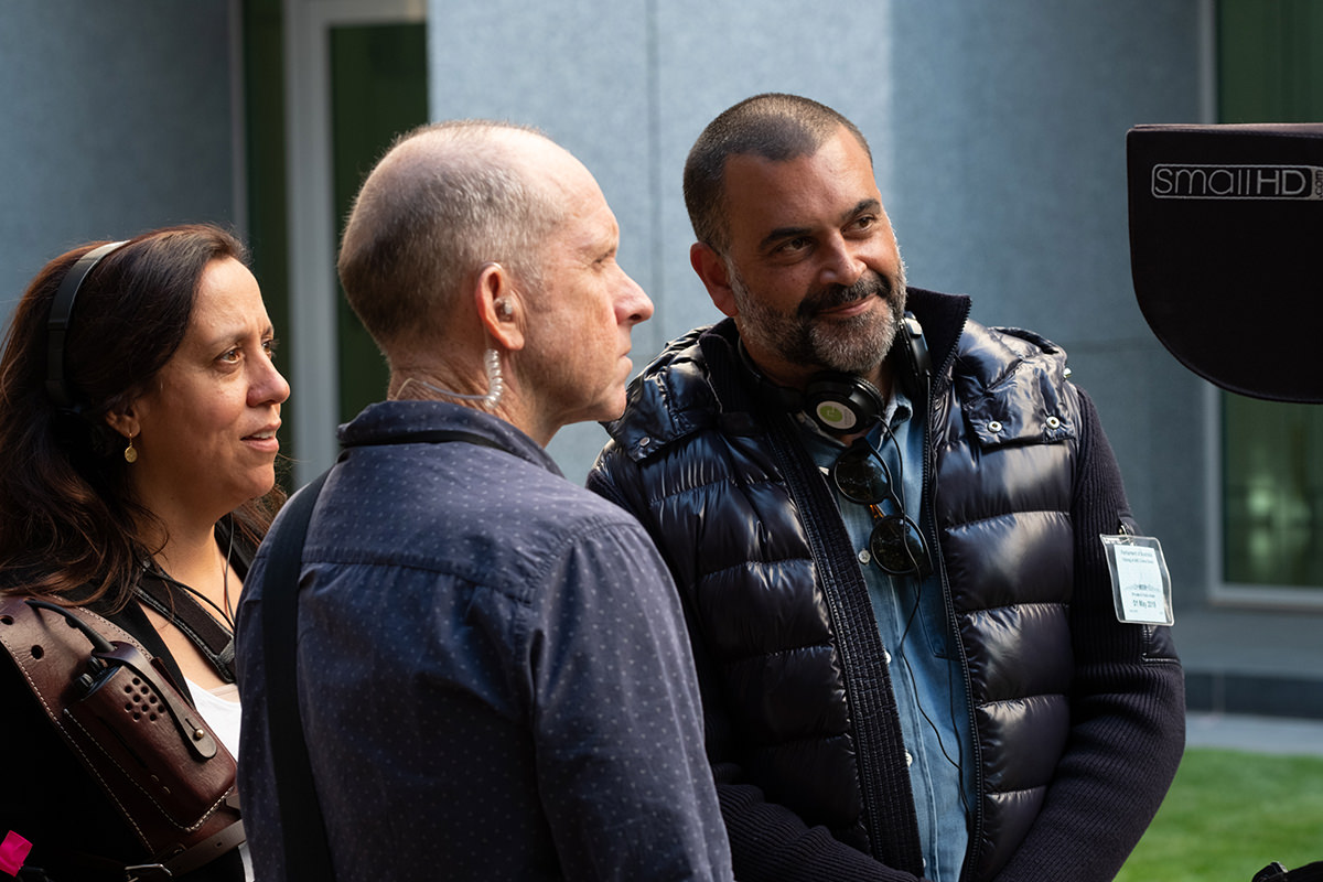 Rachel Perkins, John Martin and Darren Dale on the set of Total Control