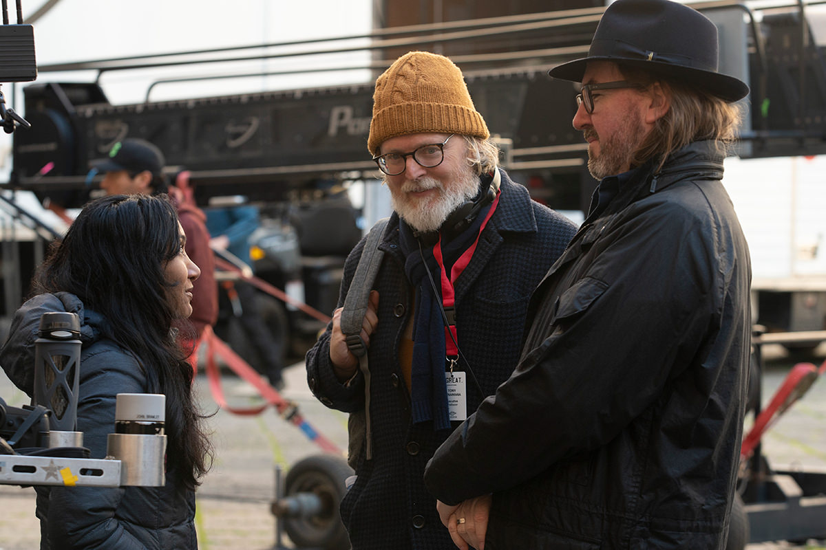 Tony McNamara on the set of The Great