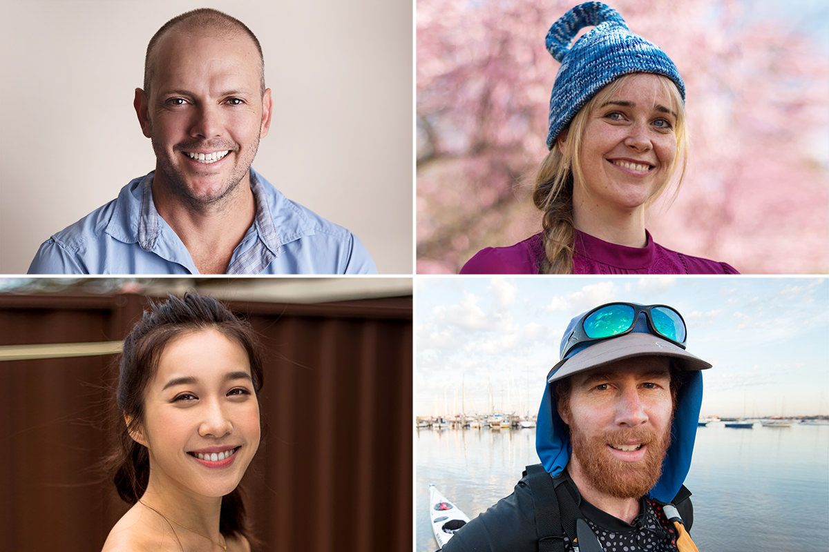 Headshots of Morgan Hartney, Toby Hendy, Jenny Zhou and Beau Miles