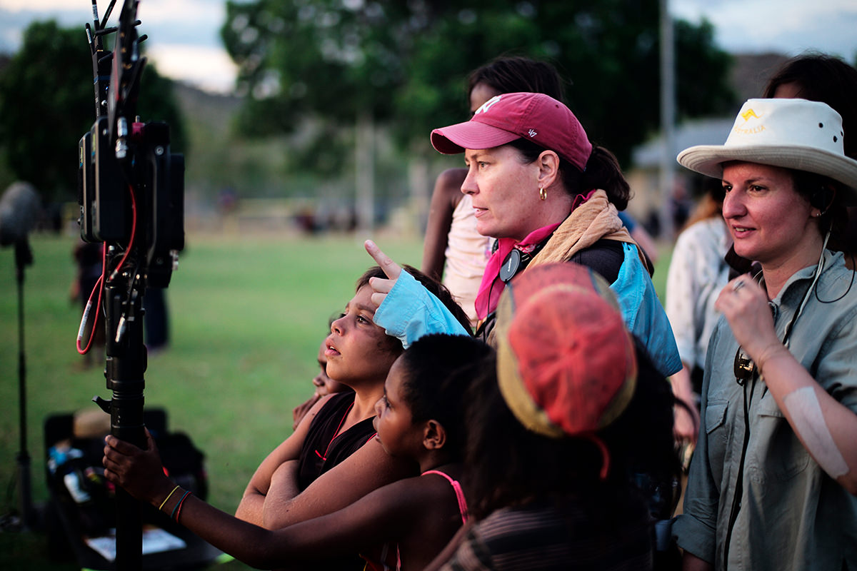 Catriona McKenzie on the set of The Warriors 