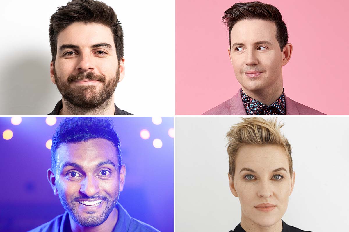 Splice of Jayden Masciulli, Nath Valvo, Nazeem Hussain and Kate Mulvany headshots