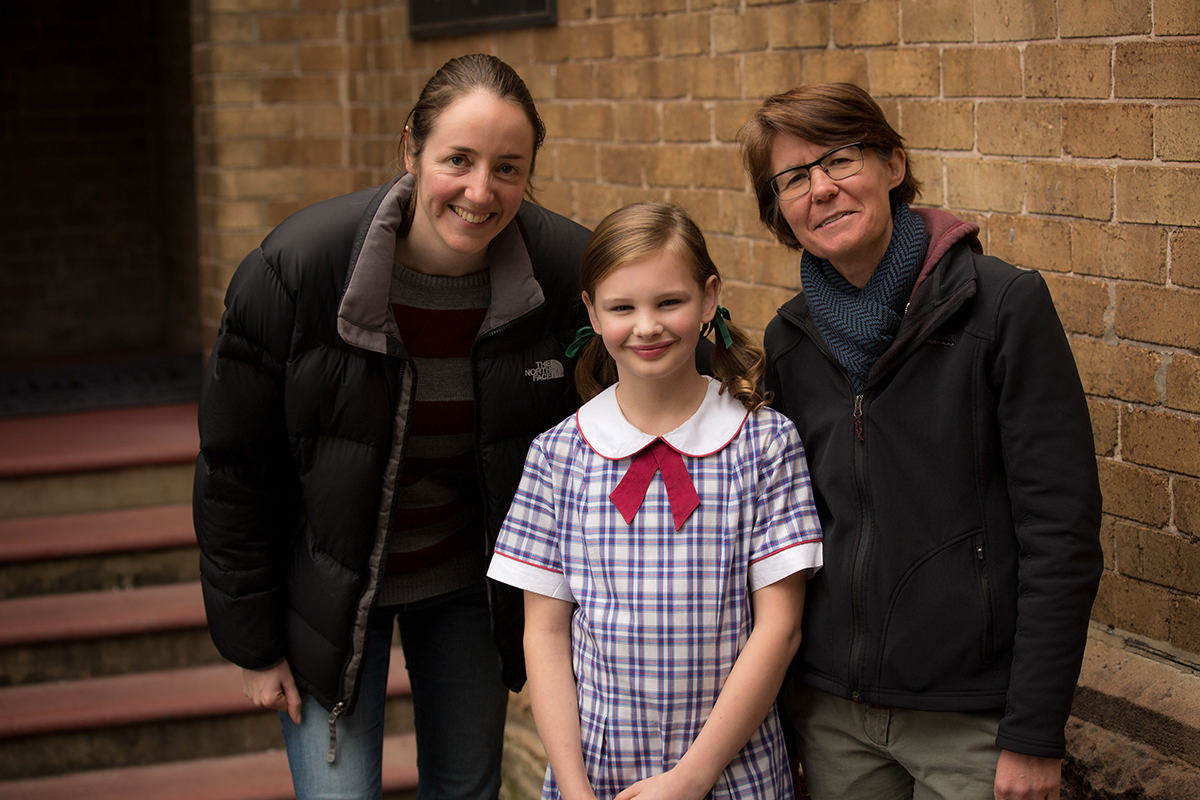 Kirsty Stark, Evie Macdonald and Julie Kalceff on the set of First Day