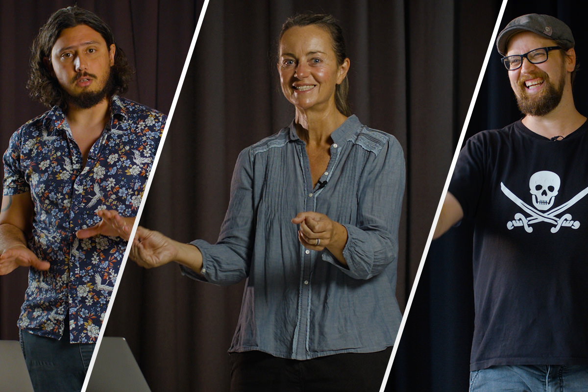 Headshots of Seth Larney, Jennifer Leacey, Kiah Roache-Turner.