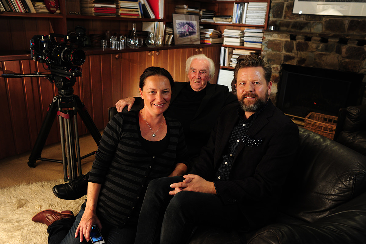 Sally Aitken on the set of Streets of Your Town