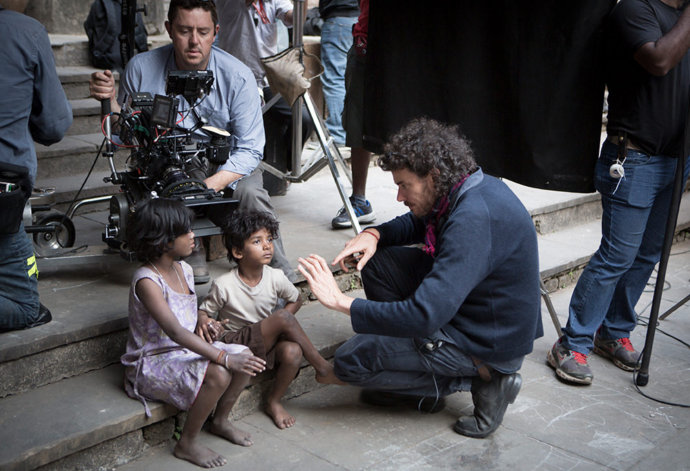 Director Garth Davis with cinematographer Greig Fraser and the young actors on Lion
